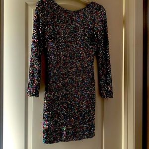 EUC Dress the Population multi color sequin dress